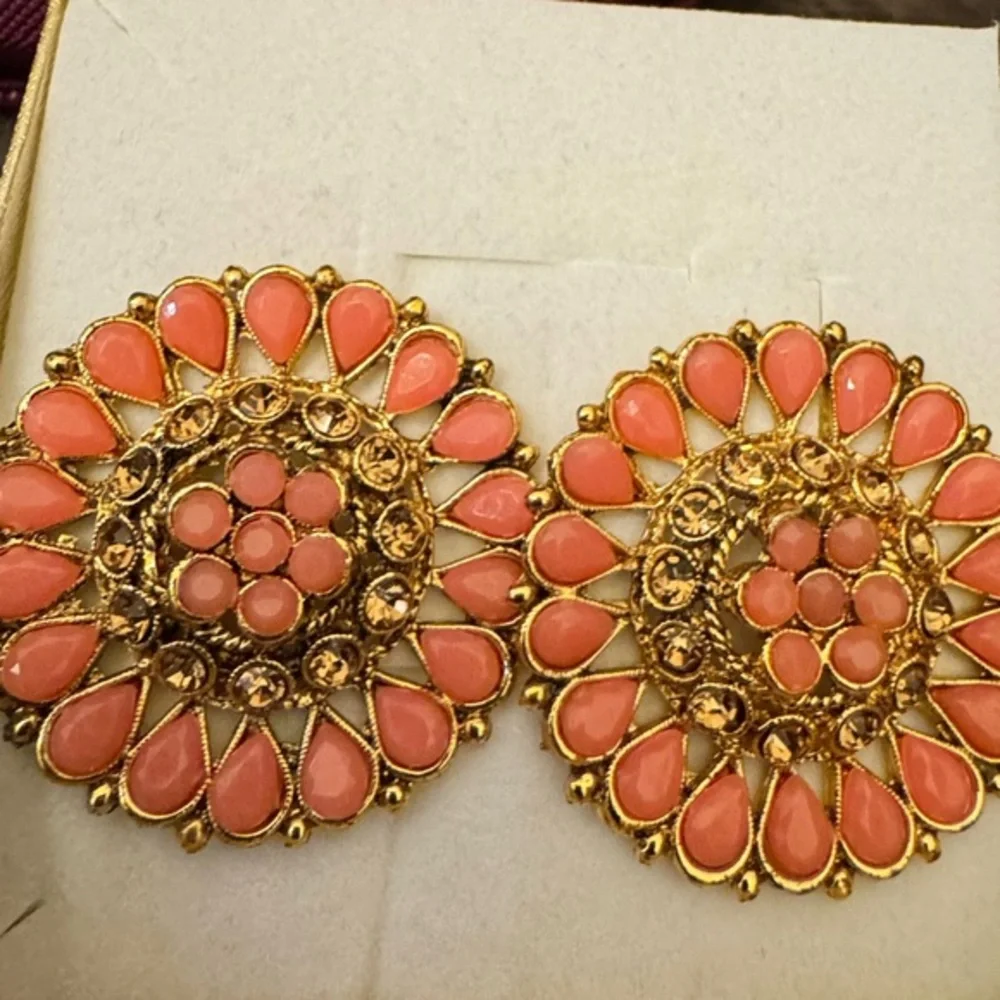 Beautiful Round Orange Drop Earrings